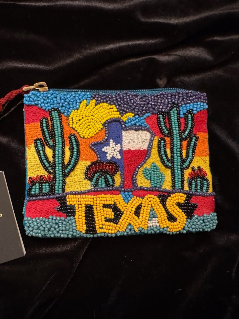 America & Beyond Beaded Postcard Pouch, Texas